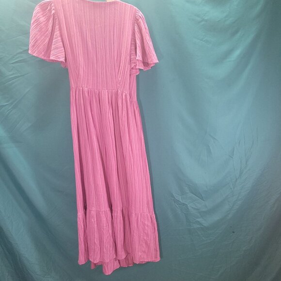 A New Day Womens Small Flutter Sleeve V-Neck Wrap Maxi Dress Pink - Picture 7 of 10